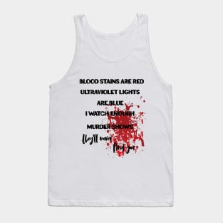 Blood stains are red ultraviolet lights are blue fun Tank Top